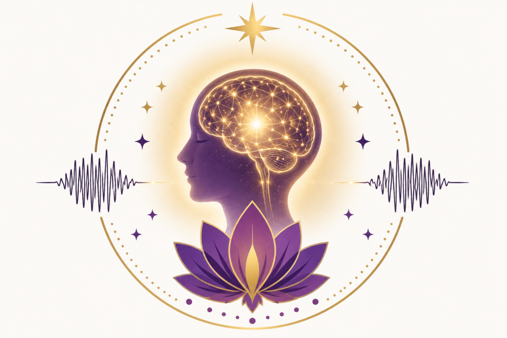 neurociencia y meditación ilustración del cerebro y el sistema nervioso en estado de calma